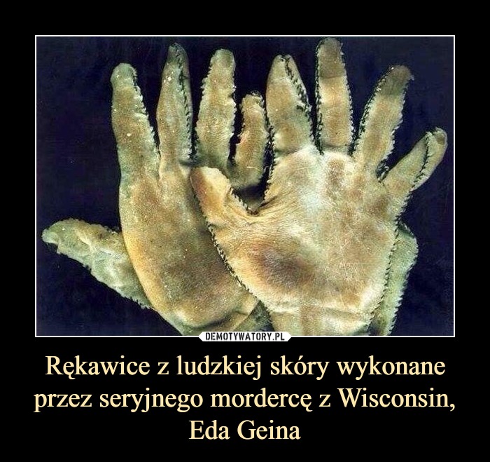 Startpunt Ingang versnelling Rękawice z ludzkiej skóry wykonane przez seryjnego mordercę z Wisconsin,  Eda Geina – Demotywatory.pl
