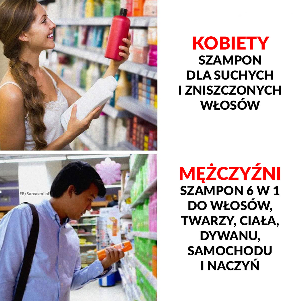 Szampon dla kobiet vs. dla mężczyzn: – Demotywatory.pl