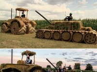 Wieś Jarząbkowo podczas dożynek oddała hołd ukraińskim rolnikom tworząc takie oto instalacje –  
