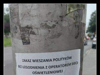 Uuuu! W Kielcach z wieszaniem polityków już tak łatwo nie będzie! –  ZAKAZ WIESZANIA POLITYKÓW BEZ UZGODNIENIA Z OPERATOREM SIECI OŚWIETLENIOWEJ
