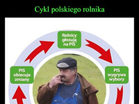Cykl polskiego rolnika 57,3% rolników zagłosowało na PiS  w wyborach samorządowych –  PIS obiecuje zmiany Rolnicy głosują na PIS PIS wygrywa wybory Panie, ja nie wiem czemu jest źle, ale trzeba Rolnicy protestują coś zmienić. Pogarsza się sytuacja rolników